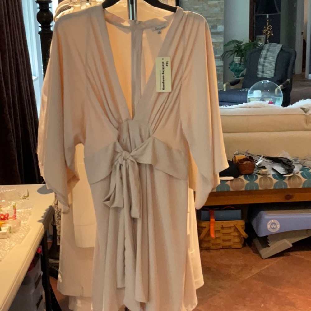 The Clothing Company Cream Long Sleeve Dress